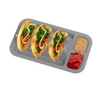 Uozonit Assiette à tacos avec 3 séparateurs | Plat alimentaire réutilisable antidérapant avec 2 compartiments à condiments pour adultes, famille, mariage