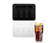 Uozonit Bac à glaçons en silicone - avec couvercle en forme de bouteille, facile à démouler, 4 compartiments - pour les fêtes par temps chaud, bar, whisky, cocktails, jus, café