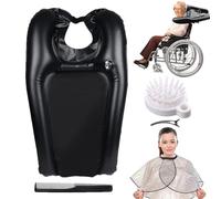 Uozonit Bol de shampooing gonflable - de lavage des cheveux avec pince à cheveux, châle imperméable, peignes | Bol de shampooing portable pour personnes âgées, alités et handicapés