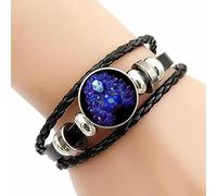 Uozonit Bracelet 12 Constellations - Bracelet de Signe du Zodiaque Fait à la Main,Bracelet Unisexe en Cuir Constellation pour Adultes