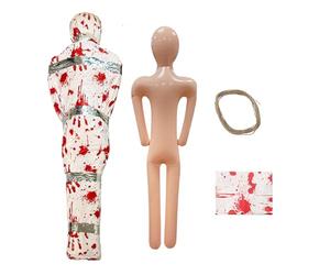 Uozonit Décoration de cadavre d'Halloween - Mannequin gonflable complet du corps, ornements sanglants effrayants réalistes pour installation de scène de crime, cimetière, cour, porche, pelouse, salle
