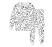 Uozonit Ensemble de pyjama à colorier pour - Haut et pantalon à manches longues, haut à manches longues et pantalon - Pyjama pour - Artisanat préscolaire