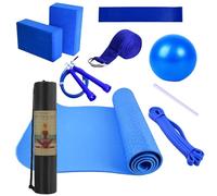 Uozonit Kits de yoga pour entraînement à domicile, tapis d'exercice avec balle de yoga, comprend une bande de résistance, une bande extensible, un équipement d'exercice pour pilates et fitness