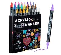 Uozonit Marqueurs de peinture acrylique - Marqueurs double face pour enfants et adultes - Marqueurs de peinture acrylique solubles dans l'eau - Pointes fines et rondes pour roche, toile, céramique