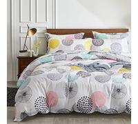 Uozzi Bedding Parure de lit réversible 7 pièces en Microfibre Douce, pour Grand lit (1 Couette, 2 Couvre-oreillers, 1 Drap Plat, 1 Drap-Housse, 2 taies d'oreiller)