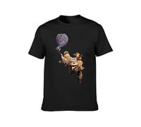 Up Carl Fredricksen & Russell Men Youth Video Cartoon Black T-Shirt Printed Tee Graphic Top for Men Shirt XL