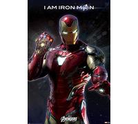 Up Close Poster Avengers : Endgame - I Am Iron Man (61cm x 91,5cm) + 2 tringles Noires avec Suspension