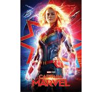 Up Close Poster Captain Marvel - Higher, Further, Faster (61cm x 91,5cm) + 2 tringles Noires avec Suspension