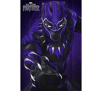 Up Close Poster Marvel Black Panther - Glow (61cm x 91,5cm) + 2 tringles Noires avec Suspension