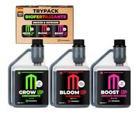 UP NUTRIENTS Trypack Engrais Grow, Bloom & Boost 250 ml | Engrais 100% biologique pour culture en intérieur & extérieur | Enracinement, Croissance et Floraison | Stimulant fleurs et plantes (500 ML)