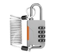 UP Security Cadenas à code 4 chiffres avec câble rétractable (Câble 91 cm), cadenas de ski, cadenas à câble combiné pour snowboard, bagages de voyage, casier de gym, porte de réfrigérateur (Gris)