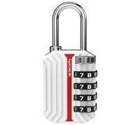 UP Security Cadenas à combinaison à 4 chiffres pour extérieur, bagage de voyage, cadenas avec code pour armoire de rangement, étui, casier d'école, boîte (non lumineux, blanc)