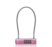 UP Security Cadenas à combinaison, cadenas à code 4 chiffres pour extérieur, portail, valise de voyage, cadenas fin en U avec câble, pour armoire, trottinette, casier (Câble 30 cm, Rose)