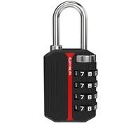 UP Security Cadenas à combinaison pour casier, serrure à combinaison à 4 chiffres, cadenas avec code pour casier de gym, armoire, unité de rangement, étui, clôture extérieure (non lumineux, noir)
