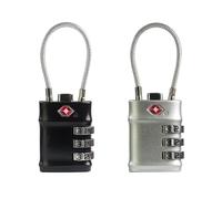 UP Security Cadenas Bagage Homologué TSA, Petit Cadenas à Code avec Câble, Serrures TSA pour Valise, Cadenas à Code pour Voyage, Mallette d’Arme, Fermeture Éclair de Sac à Dos (Noir+Argent)