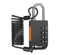 UP Security Cadenas de ski, cadenas à code 4 chiffres avec câble rétractable (36 in/91 cm), cadenas à câble combiné pour snowboard, bagages de voyage, porte de réfrigérateur, casier de gym (Noir)