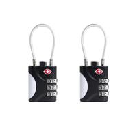 UP Security Cadenas de voyage approuvé par la TSA - Petit cadenas de voyage combiné avec câble, sécurité TSA 007 pour valise et sac à dos, durable et facile à utiliser (noir + noir)