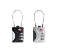 UP Security Cadenas de voyage approuvé par la TSA - Petit cadenas de voyage combiné avec câble, sécurité TSA 007 pour valise et sac à dos, durable et facile à utiliser (noir + argent)