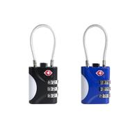 UP Security Cadenas de voyage approuvé par la TSA - Petit cadenas de voyage combiné avec câble, sécurité TSA 007 pour valise et sac à dos, durable et facile à utiliser (noir + bleu)