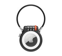 UP Security Support AirTag avec serrure à combinaison, compatible avec Apple AirTag, étui antivol en métal pour bagages, valise, sac à dos, casier, sécurité de voyage avec câble sécurisé, noir, AirTag