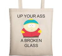 UP Your Ass a Broken Glass Sac fourre-tout en coton écologique naturel Beige