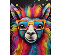 UPABLUNSO Kit de peinture diamant 5D motif lama arc-en-ciel pour adultes, peinture par numéros pour débutants, pierres précieuses, point de croix pour décoration murale, 30,5 x 40,6 cm