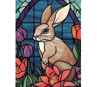 UPABLUNSO Kit de peinture diamant 5D par numéro pour adultes - Style de lapin de Pâques et tulipes - Diamant rond - 30,5 x 40,6 cm