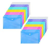 upain 24 Pcs Prochettes Porte Documents avec Bouton Pression Format A4 A5 Colorées, Pochette Dossier Sachet Pour Stockage Document Recettes Etanche, Enveloppes de Portefeuille en Polypropylène