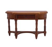 UPALDHOU 1:12 Scale Dollhouse Half Round Table, Une Conception Unique à moitié Ronde, Améliore Le Jeu Imaginatif, Les Tiroirs Fonctionnels pour Un Jeu Réaliste, avec la Construction de Bouleau, pour