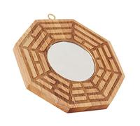 UPALDHOU Bagua - Miroir Concave en Bois, Pendentif de Porte Extérieure, Apporte de la Richesse, Bonne Chance pour Les Amateurs de Feng Shui en Plein Air, Verre