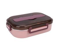 UPALDHOU Boîte à Déjeuner, 1,5 L, 4 Compartiments, Boîte à Bento en Acier Inoxydable 316, Récipient étanche avec Bol à Soupe, Baguettes, Cuillère pour le Bureau, L'école, les Voyages (Violet rosé)