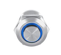 UPALDHOU Bouton-poussoir LED Interrupteur Marche/arrêt, Cercle de 12 Mm LED étanche à L'eau Interrupteur à Bouton-poussoir momentané en Métal à Chasse élevée 4 Broches 1 NO (BLUE)