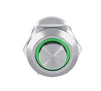 UPALDHOU Bouton-poussoir LED Interrupteur Marche/arrêt, Cercle de 12 Mm LED étanche à L'eau Interrupteur à Bouton-poussoir momentané en Métal à Chasse élevée 4 Broches 1 NO (GREEN)