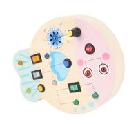 UPALDHOU Busy Board Jouet éducatif en Bois avec Interrupteur pour Tout-Petits de 1 à 3 Ans, Planche Sensorielle en Bois de Hêtre avec Lumières LED, Outil d'apprentissage pour Enfants