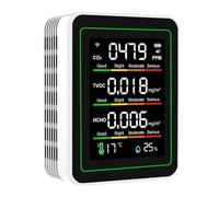 UPALDHOU Compteur de qualité de L'air Intérieur WiFi avec Contrôle APP, Testeur Professionnel 5 en 1 CO2 TVOC HCHO pour Usage Domestique Blanc