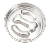 UPALDHOU Gamelle Antidérapante en Acier Inoxydable pour Chien, capacité de 2 Tasses, Alimentation Lente pour Chiens et Chats (Motif osseux ; 22x22x4cm / 8,66x8,66x1,57 Pouces)