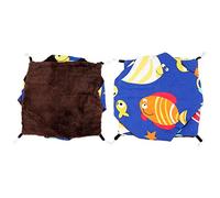 UPALDHOU Hamac Suspendu pour Hamster, Lit Doux et Chaud, Joli Design du Monde Marin, Sac de Couchage en Toile et Velours pour Petits Animaux de Compagnie, pour Souris et Rats (34 * 34)