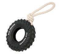 UPALDHOU Jouet à Mâcher en Pneu en Caoutchouc, Distributeur de Friandises Durable, Jouet Agressif pour Chiens de Grande et Moyenne Taille, Corde pour Golden Retriever, Bouledogue [matériau en (Black)