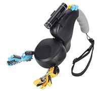 UPALDHOU Laisse pour Animaux de Compagnie à Double extrémité avec Anneau en Métal, Corde Souple, Double Laisse Rétractable pour Promener Deux Chiens Ensemble, Cordon de Serrage Réglable (Black)