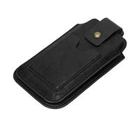 UPALDHOU Men de Haute qualité PU Leather Phone Holster Double Boîtier de Poche de Talent avec Clipper à la Taille pour la Randonnée (Black)