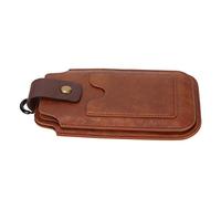 UPALDHOU Men de Haute qualité PU Leather Phone Holster Double Boîtier de Poche de Talent avec Clipper à la Taille pour la Randonnée (Brown)