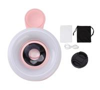 UPALDHOU Objectif Macro 15X, Objectif Macro avec Lampe à Pince pour la Photographie sur Téléphone Intelligent, Enregistrement Vidéo par Appareil Photo (Rose)