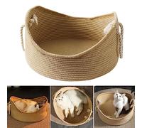 UPALDHOU Panier de Lit pour Chat en Osier Multifonctionnel Fait à la Main avec Planche à Gratter Ondulée, Style Simple, pour Un Repos, Matériau en Papier ondulé