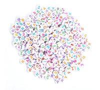 UPALDHOU Perles de Lettres Mignonnes pour Collier de Bracelet à Bricoler Soi-même, 500 Pièces de Perles Rondes de L'alphabet en Acrylique de 7 Couleurs, Fournitures de Fabrication Artisanale pour