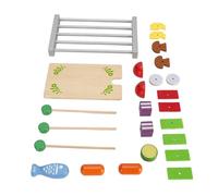 UPALDHOU Playset de Grill en Bois, Ensemble de Jouets de Barbecue avec 10 Accessoires, Développe des Compétences en Travail d'équipe pour Les Tout-Petits âgés de 3,4,5,6, Un Jeu de Jeu Interactif