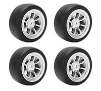 UPALDHOU Pneus RC 4 Pièces, Jeu de Moyeux de Roue en Caoutchouc et en Plastique avec Coupleur en Laiton, Améliore la stabilité et Le Contrôle pour Voiture Télécommandée WPL D12