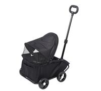 UPALDHOU Poussette Pliable pour Animaux de Compagnie avec Auvent 4 Roues Chariot de Promenade pour Petits Chiens Chats Léger Assemblage Facile Utilisation Multifonctionnelle (BLACK)