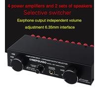 UPALDHOU Sélecteur de Haut-Parleur 4 Entrées 2 Sorties, Commutateur d'amplificateur à Coque Métallique avec Prise Casque 300W par Canal pour Home Studio