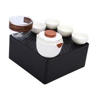 UPALDHOU Service à thé, Service à thé Kung Fu Chinois Portable en Céramique avec 4 Tasses pour Voyage, Maison, Bureau en Plein Air