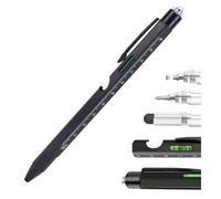 UPALDHOU Stylo Multifonction avec Lumière LED, Tournevis, Niveau, Règle, Décapsuleur et Stylet pour Homme, Papa (BLACK)
